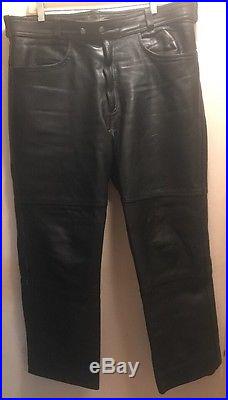 Vintage First Genuine Leather Black Men's Pants Size 42-used Wonderful Condition