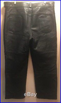 Vintage First Genuine Leather Black Men's Pants Size 42-used Wonderful Condition
