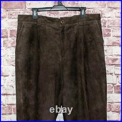 Vintage GIANNI VERSACE Made in Italy Men's Brown Suede Leather Pants Sz 36x30