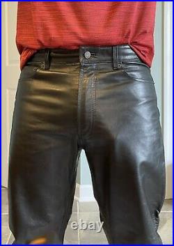 Vintage Gap Boot Cut Leather Pants Mens Size 36x32 Black