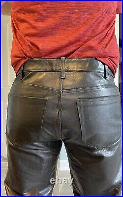 Vintage Gap Boot Cut Leather Pants Mens Size 36x32 Black