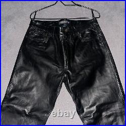 Vintage Gap Leather Pants Boot Fit Men's Biker 5 Pockets Black 36x32