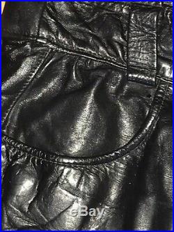 Vintage Gold Label BROOKS Leather Detroit USA Mens Motorcycle Pants SIZE 36 X32