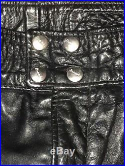 Vintage Gold Label BROOKS Leather Detroit USA Mens Motorcycle Pants SIZE 36 X32