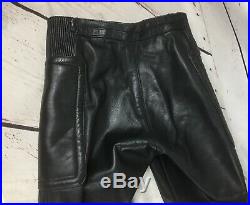 Vintage HEIN GERICKE Black leather motorcycle padded Pants Mens Womens Zipper