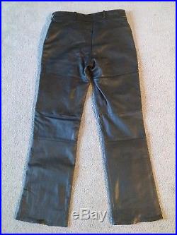 Vintage Hein Gericke Men's Black Leather Motorcycle Pants Size 34 x 34