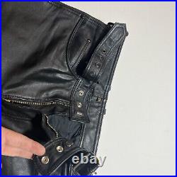 Vintage Hein Gerike Harley Davidson Black Leather Motorcycle Pants 34 (32x32)