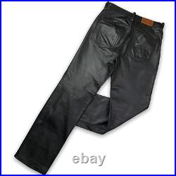 Vintage Image Leather Men's Snap Fly Pants Size 30 Black Leather Biker Gay Moto