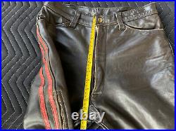 Vintage Langlitz Leather Pants Brown Full zip legs with Red Stripes