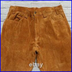 Vintage Levis Suede Leather Western Bootcut Pants Jeans Size 34 Brown Big E