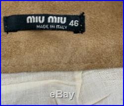 Vintage MIU MIU X PRADA Distressed Painted Brown/ Cream MENS Leather Pant IT 46
