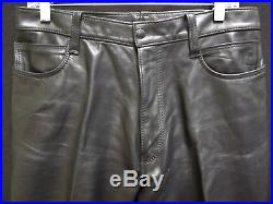 Vintage Men's Custom Made Black Leather Pants with Tommy Tag Size 32 (H)