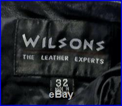 Vintage Men's Wilsons Black Genuine Leather Biker Motorcycle Pants Size 34x32