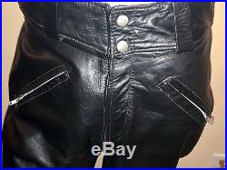 Vintage Mens Amf Harley Davidson Leather Pants Sz 32 Folsom Black Biker