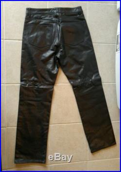 Vintage Mens Black GAP Leather Motorcycle Biker Riding Pants Boot Fit 33 x 32