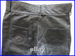 Vintage Mens Brooks Detroit MI Black Leather Motorcycle Pants Jeans Style W 34