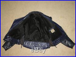 Vintage Mens Langlitz Leather Motorcycle Jacket & pant dark navy blue Sz 42`44