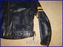 Vintage Mens Langlitz Leather Motorcycle Jacket & pant dark navy blue Sz 42`44