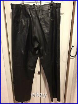 Vintage Mens Nike Air Jordan Black Leather Pants RARE Y2K Designer Size 42 x 32