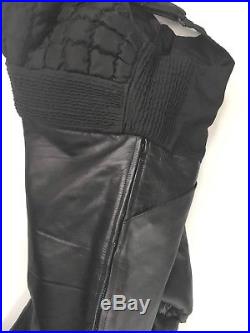 Vintage Mens Polaris Black Leather Snowmobile Snow Pants Bibs Indy Size XL