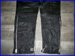 Vintage Mens Spartan Black Biker Leather Riding Chopper Motorcycle Pants Size 34