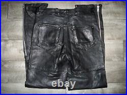 Vintage Mens Spartan Black Biker Leather Riding Chopper Motorcycle Pants Size 34