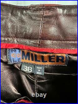 Vintage Nicole Miller Mens Burgundy Genuine Leather Pants SIZE 38