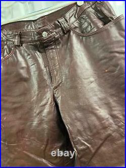 Vintage Nicole Miller Mens Burgundy Genuine Leather Pants SIZE 38