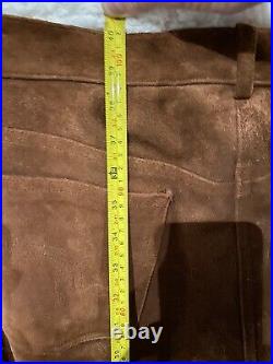 Vintage Polo Ralph Lauren Pants Genuine Leather Dungarees Brown Cowboy Size 30