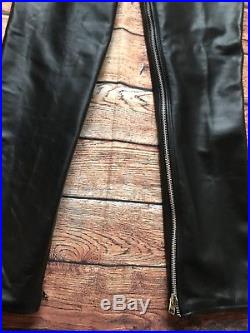 Vintage RUBIO Leather New York Mens Lace Zipper Black Chaps Size 34