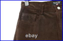 Vintage Ralph Lauren Polo jeans leather pants dark brown distressed men's 32