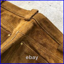 Vintage Santa Fe Leather Co Pants Suede Cowboy Talon Zipper Clint Eastwood