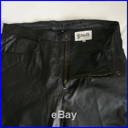 Vintage Schott NYC Sportswear Mens Size 38x34 Black Leather Motorcycle Pants