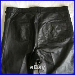 Vintage Schott NYC Sportswear Mens Size 38x34 Black Leather Motorcycle Pants