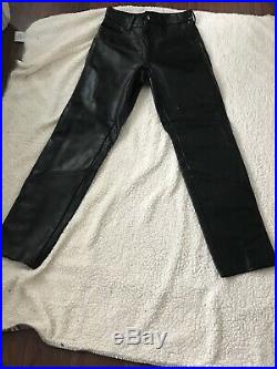Vintage Vanson Black Leather Motorcycle Riding Pants Men's Size 36