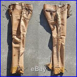 Vintage Vtg Custom OOAK Genuine Leather Snakeskin Fur Pants Trousers Mens 36x28