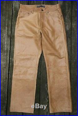 Vintage Y2k Mens Gap Tan Leather Boot Fit Five Pocket Pants Jeans 31 x 30 Rock