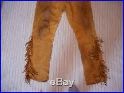 Vintage leather Pants Handmade Rendezvous Mountain Man Longhunter Fringe Western