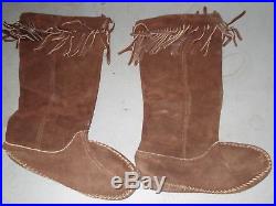 Vintage leather mountain-man REAL buckskin fringe shirt boots pants size SMALL