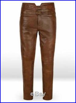 Vintage pure cowhide jim Morrison style leather pants for men new style Pants