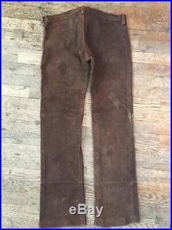Vtg 1960s 70s Rough Suede Leather Pants Mens 32-33 Hippy Biker Cowboy Rock Star