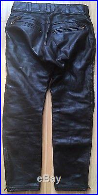 Vtg 1970's Langlitz Leather Mens Womens Brown Side Zip Motorcycle Pants S M 31