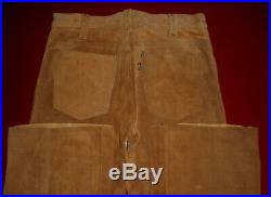 Vtg 60s LEVI'S Suede LEATHER Pants BIG E Flare Leg Jeans USA Mens Sz 31x33