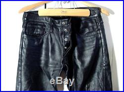 Vtg Black Leather NYC Leather Man Leatherman Snap Button Fly Pants Sz 33 32/29