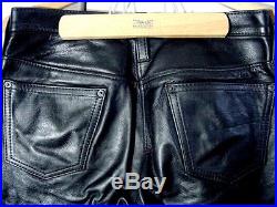 Vtg Black Leather NYC Leather Man Leatherman Snap Button Fly Pants Sz 33 32/29