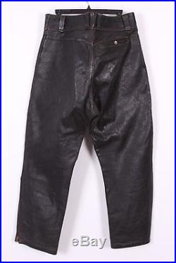 Vtg Buco Black Leather Motorcycle Pants USA Mens Size 35x31