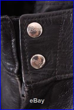 Vtg Buco Black Leather Motorcycle Pants USA Mens Size 35x31