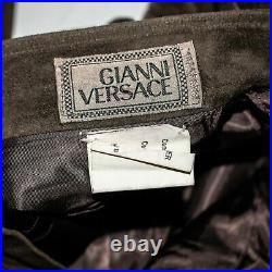 Vtg GIANNI VERSACE Made in Italy Men's Brown Suede Leather Pants Size 36x30