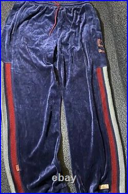 Vtg Snoop Dogg Velour Sweat Suit Hooded Jacket Pants 2 Piece Leather Accent 3XL