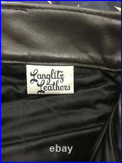 W34 Langlitz Leathers dark brown cowhide motorcycle riding pants Vanson